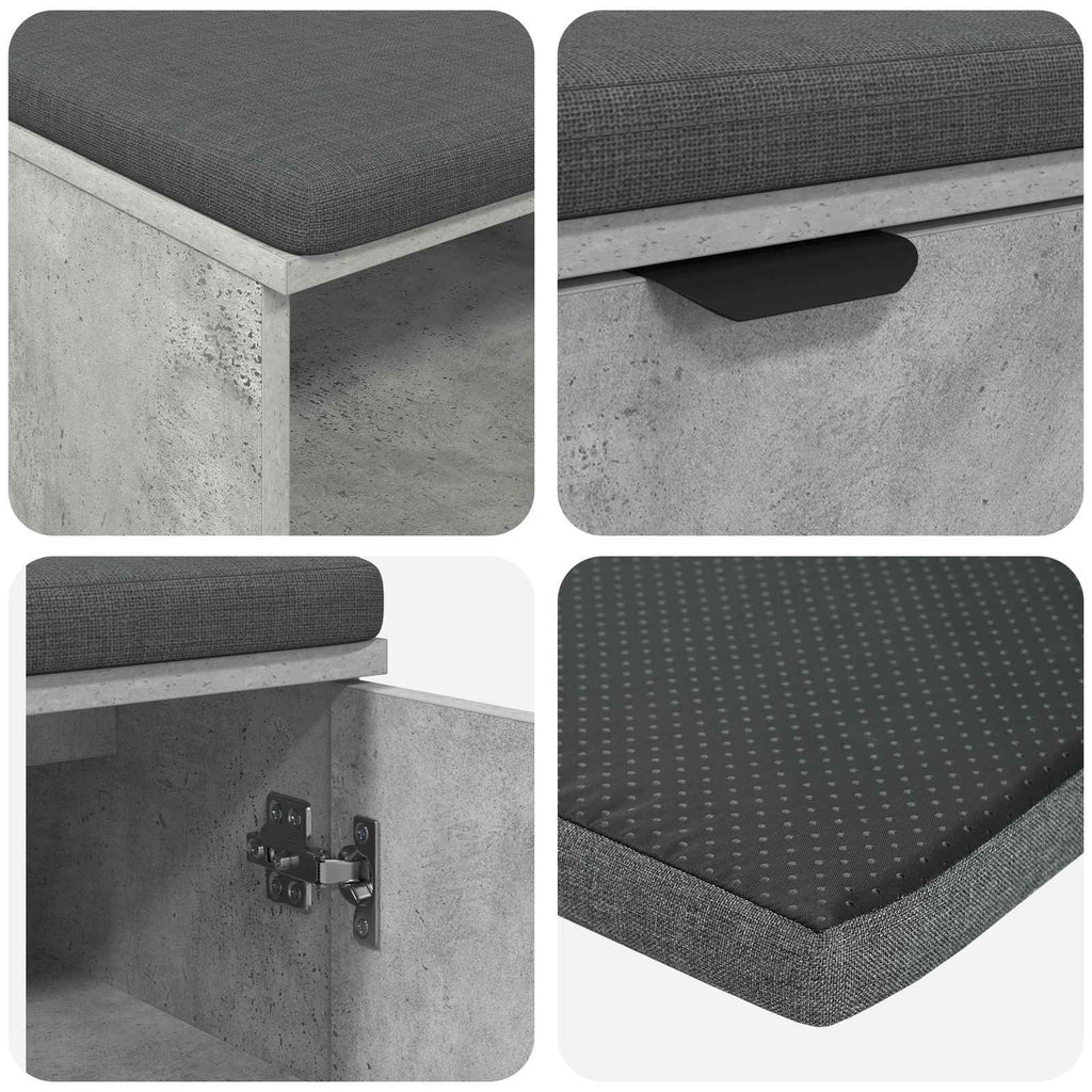 vidaXL Ławka w przedpokoju z poduszką Betonowy Szary 60 x 38 x 46 cm