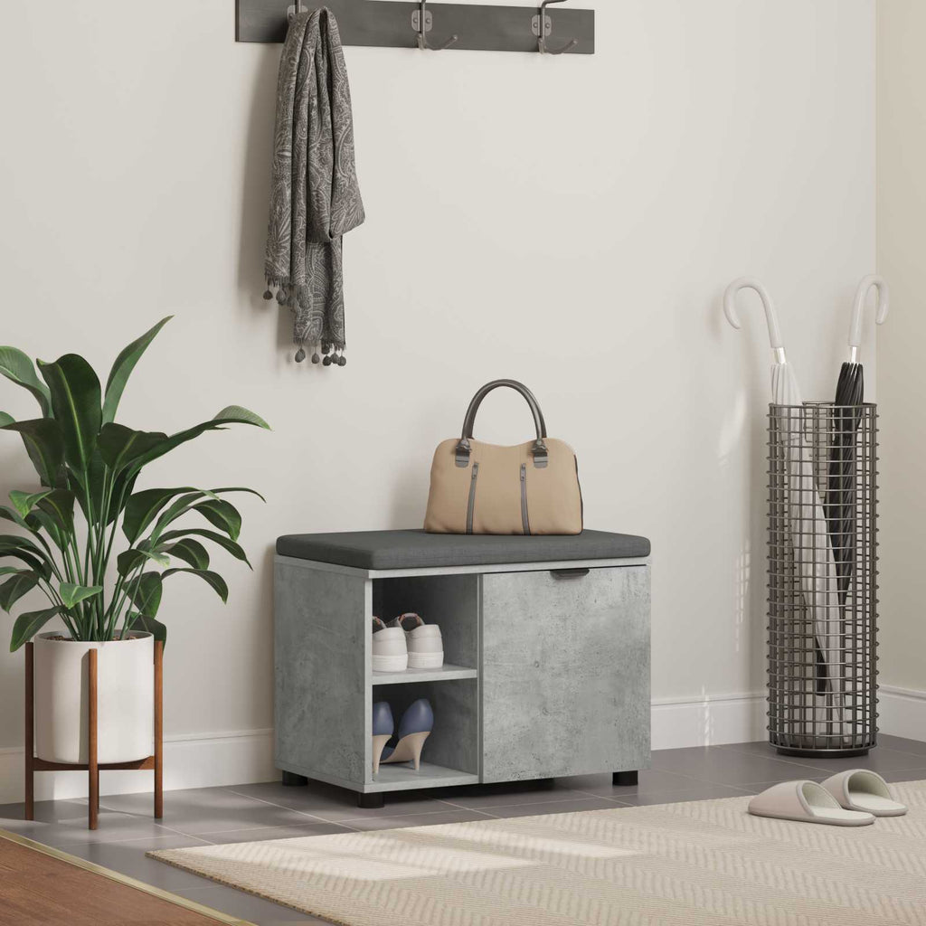 vidaXL Ławka w przedpokoju z poduszką Betonowy Szary 60 x 38 x 46 cm