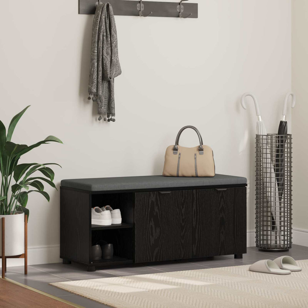 vidaXL Ławka w przedpokoju z poduszką Czarny Dąb 100 x 38 x 46 cm
