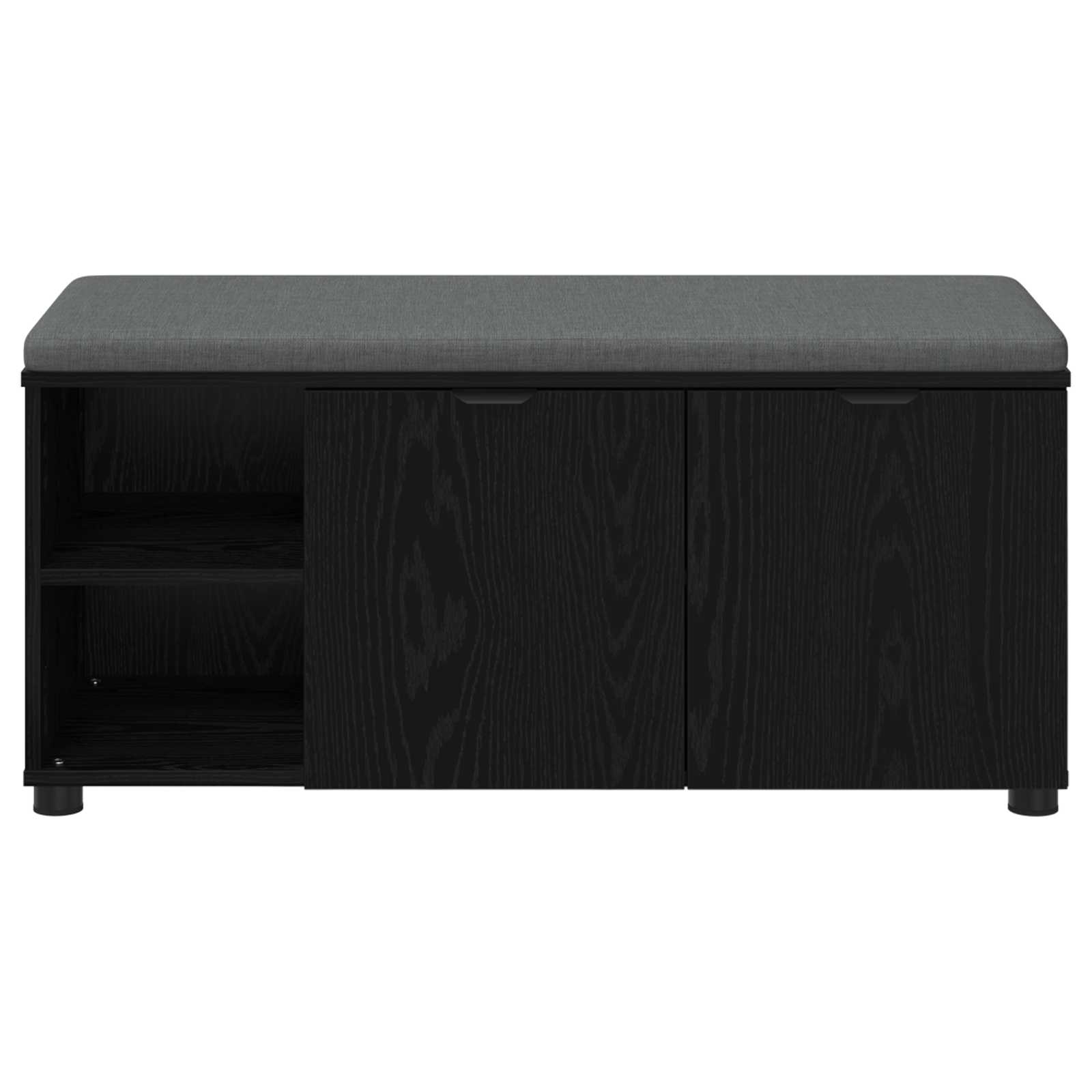vidaXL Ławka w przedpokoju z poduszką Czarny Dąb 100 x 38 x 46 cm