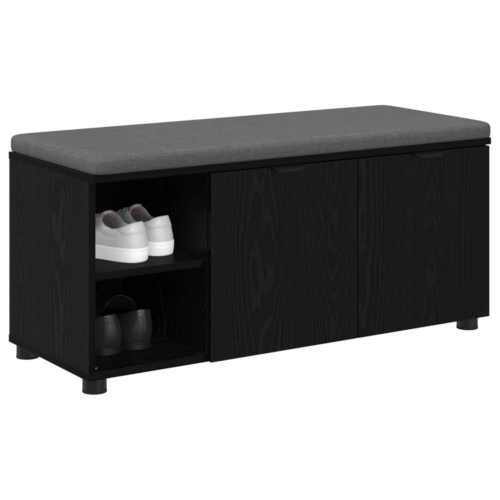 vidaXL Ławka w przedpokoju z poduszką Czarny Dąb 100 x 38 x 46 cm