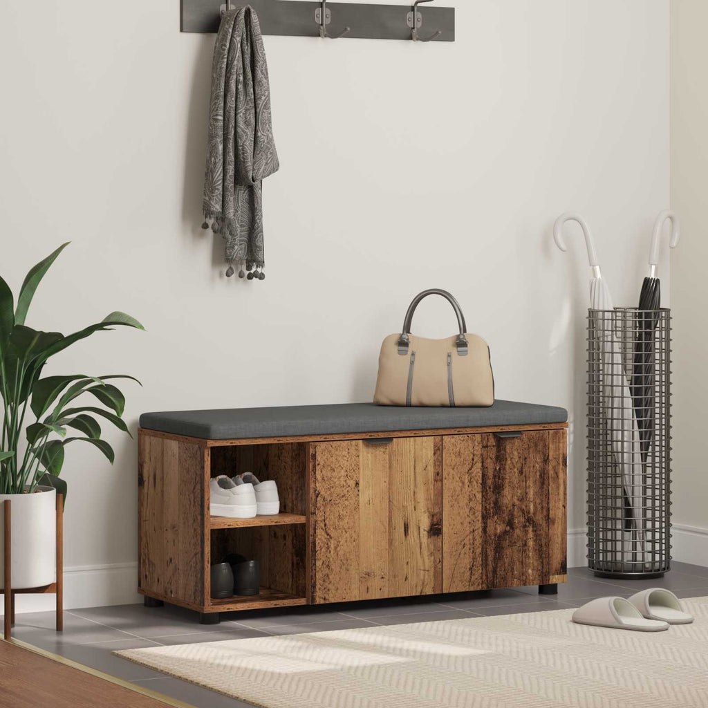 vidaXL Ławka w przedpokoju z poduszką Stare drewno 100 x 38 x 46 cm