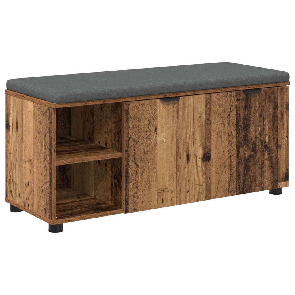 vidaXL Ławka w przedpokoju z poduszką Stare drewno 100 x 38 x 46 cm