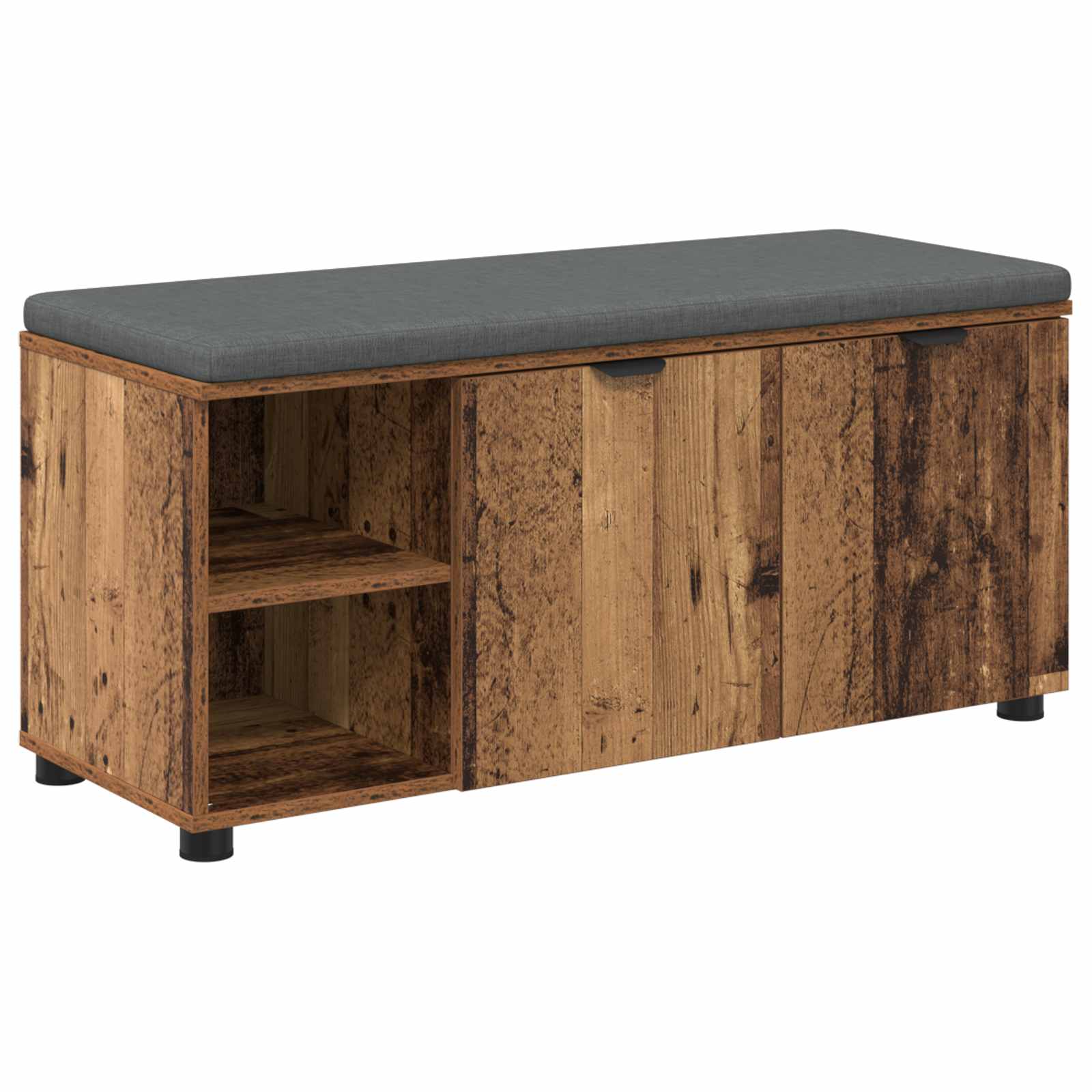 vidaXL Ławka w przedpokoju z poduszką Stare drewno 100 x 38 x 46 cm