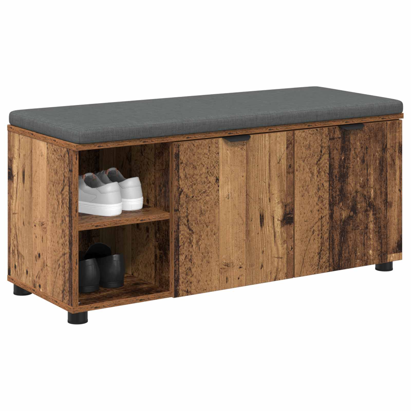 vidaXL Ławka w przedpokoju z poduszką Stare drewno 100 x 38 x 46 cm