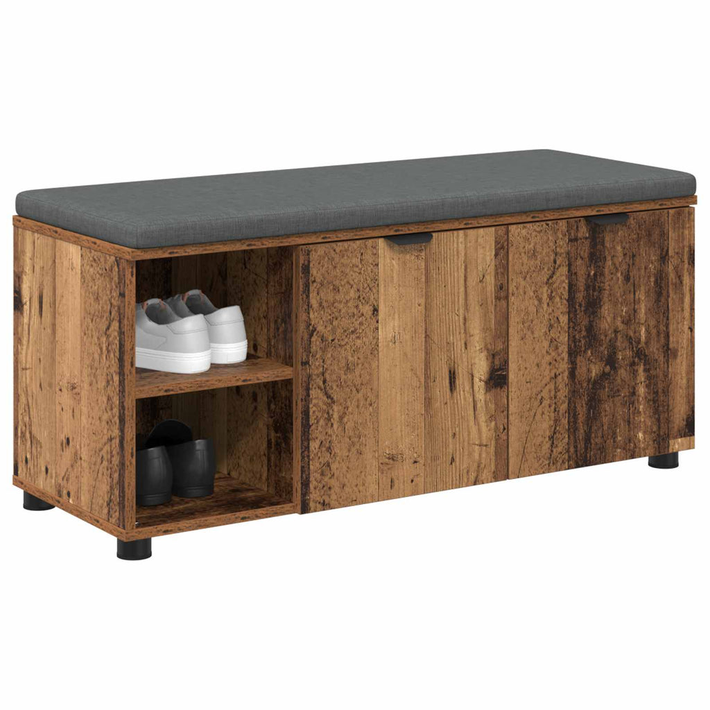 vidaXL Ławka w przedpokoju z poduszką Stare drewno 100 x 38 x 46 cm