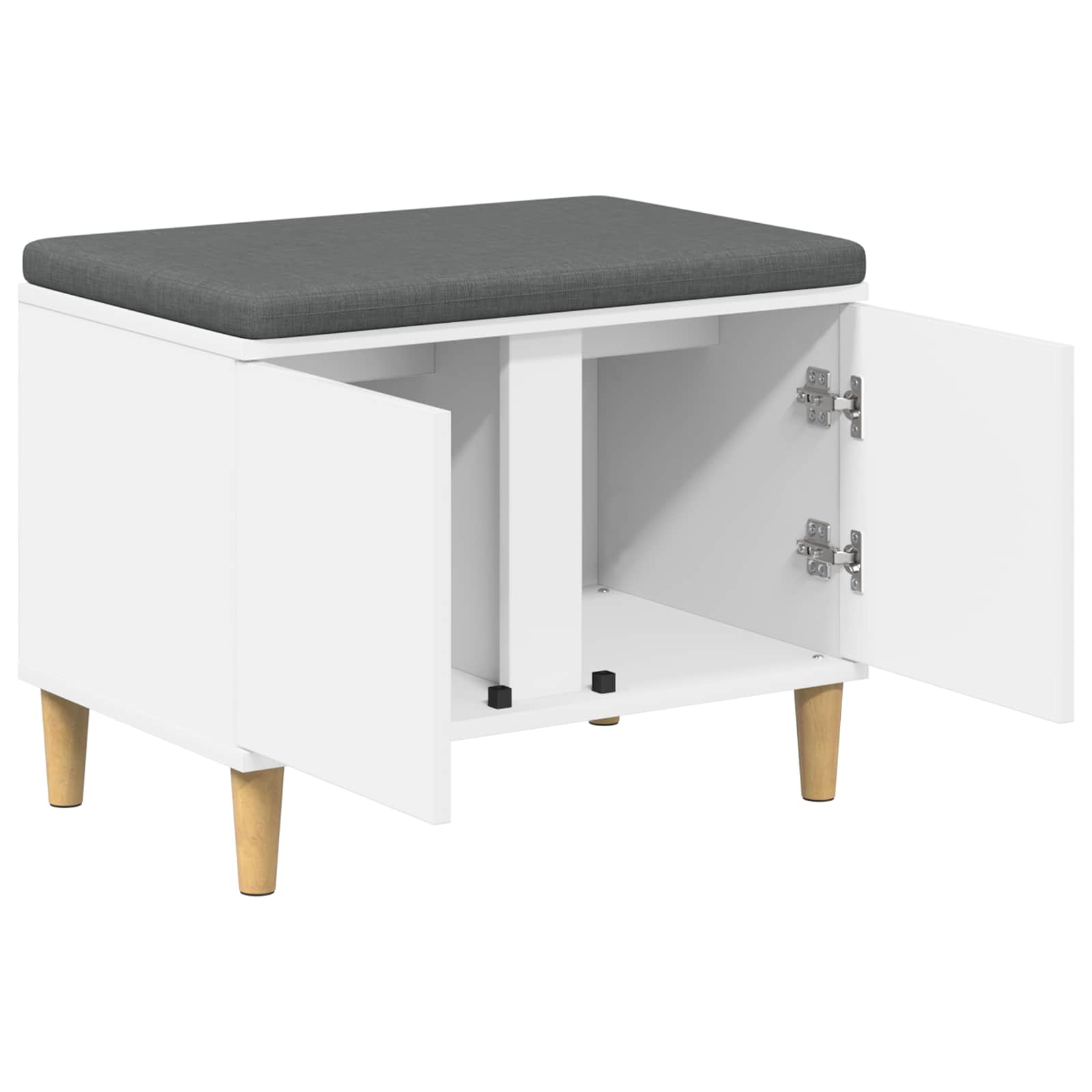 vidaXL Ławka w przedpokoju z poduszką z drzwiami Biały 60 x 38 x 46 cm