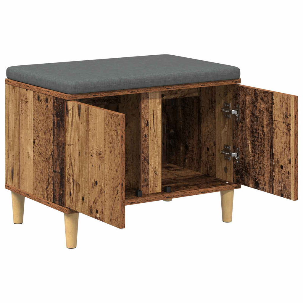 vidaXL Ławka w przedpokoju z poduszką Stare drewno 60 x 38 x 46 cm