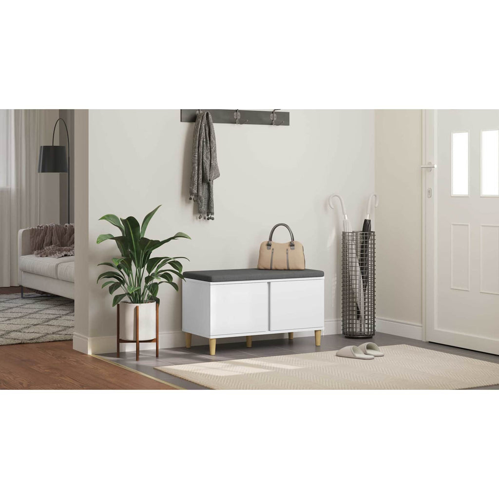 vidaXL Ławka w przedpokoju z poduszką z drzwiami Biały 80 x 38 x 46 cm