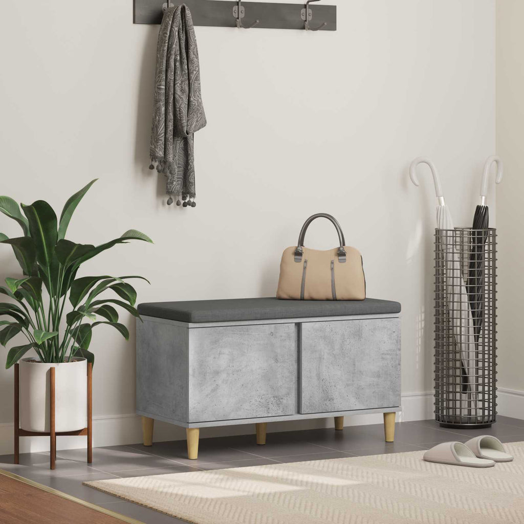 vidaXL Ławka w przedpokoju z poduszką Betonowy Szary 80 x 38 x 46 cm