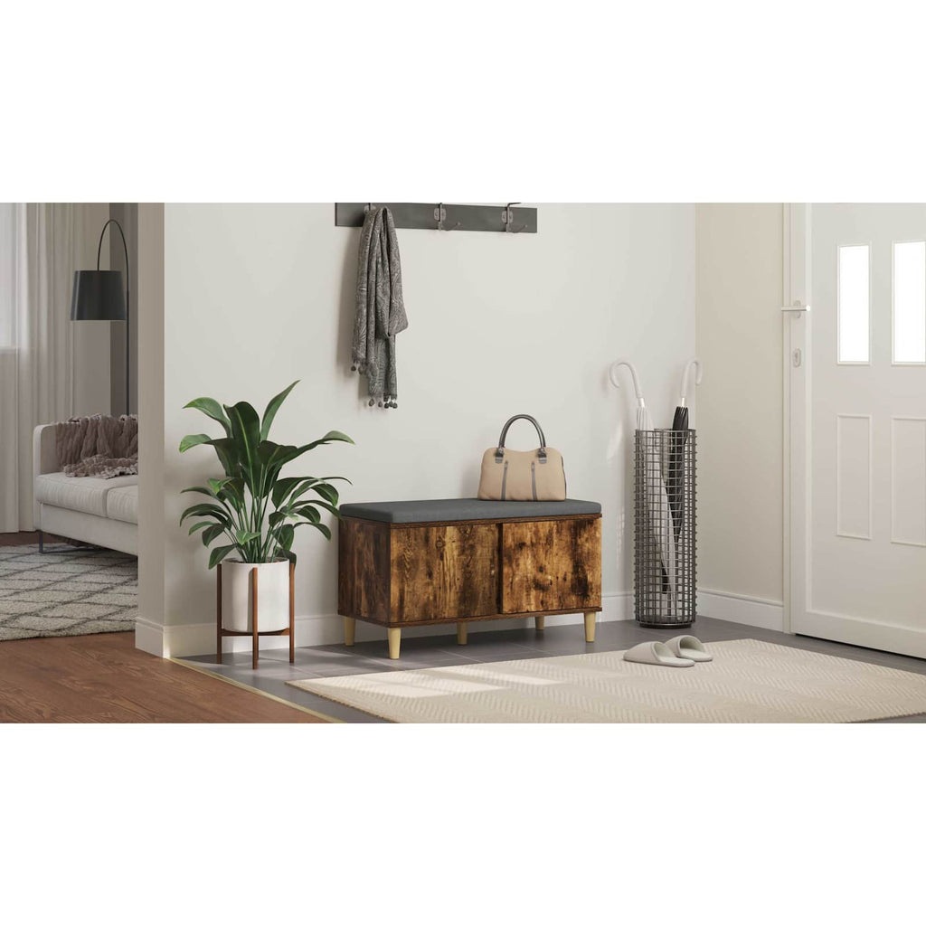 vidaXL Ławka w przedpokoju z poduszką Dąb Wędzony 80 x 38 x 46 cm