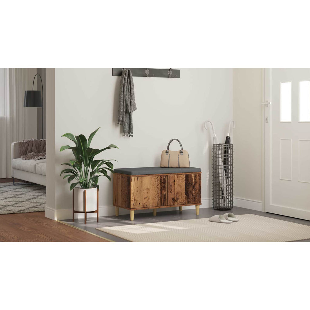 vidaXL Ławka w przedpokoju z poduszką Stare drewno 80 x 38 x 46 cm