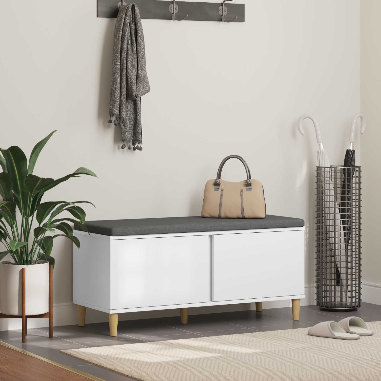 vidaXL Ławka w przedpokoju z poduszką Biały 100 x 38 x 46 cm