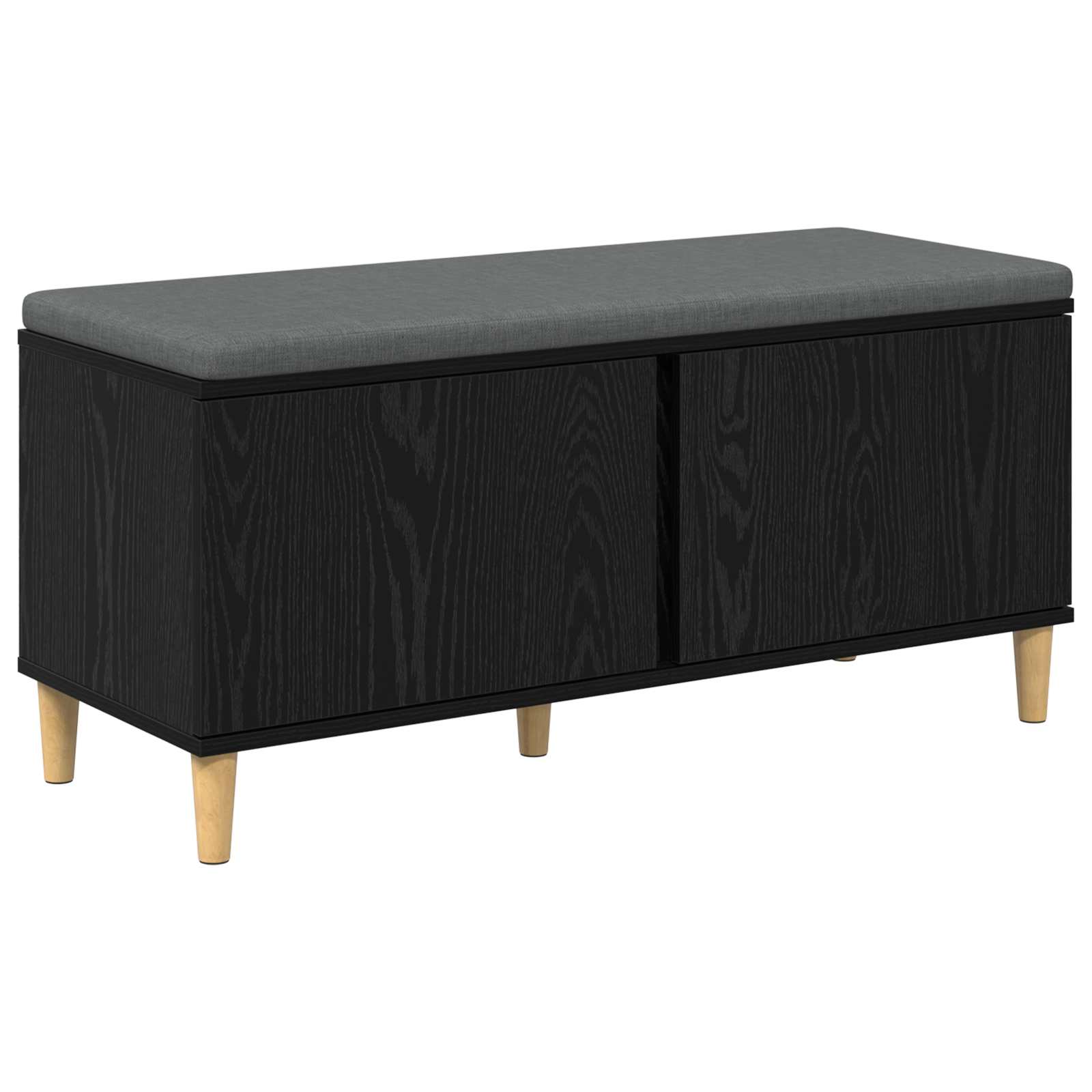 vidaXL Ławka w przedpokoju z poduszką Czarny Dąb 100 x 38 x 46 cm
