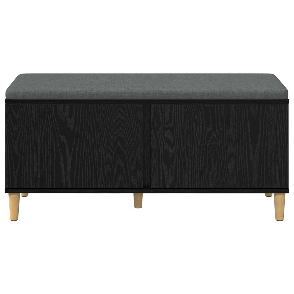 vidaXL Ławka w przedpokoju z poduszką Czarny Dąb 100 x 38 x 46 cm