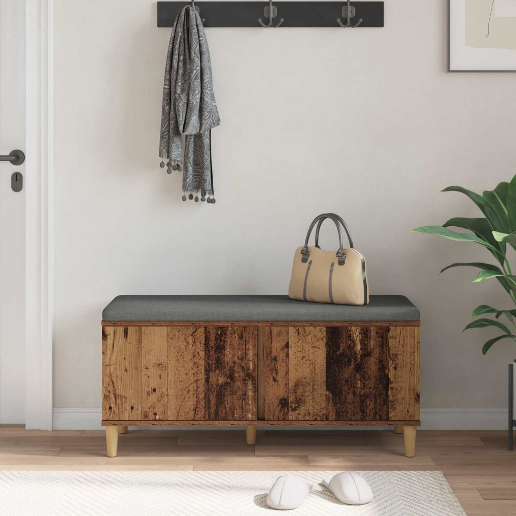 vidaXL Ławka w przedpokoju z poduszką Stare drewno 100 x 38 x 46 cm