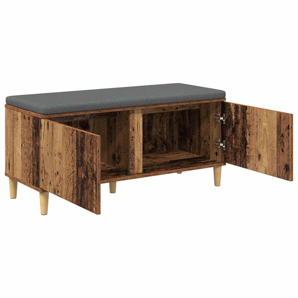vidaXL Ławka w przedpokoju z poduszką Stare drewno 100 x 38 x 46 cm