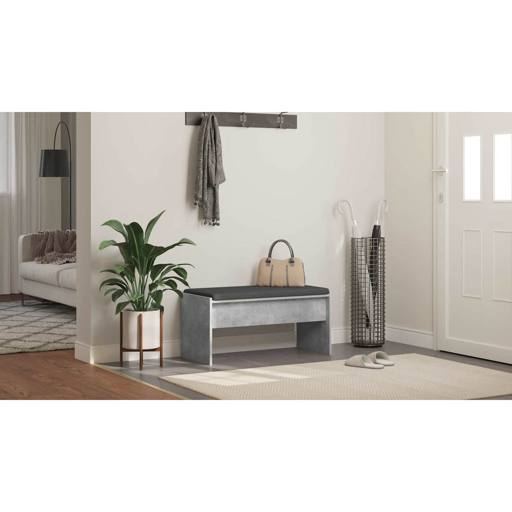 vidaXL Ławka w przedpokoju z poduszką Betonowy szary 83 x 38 x 40 cm