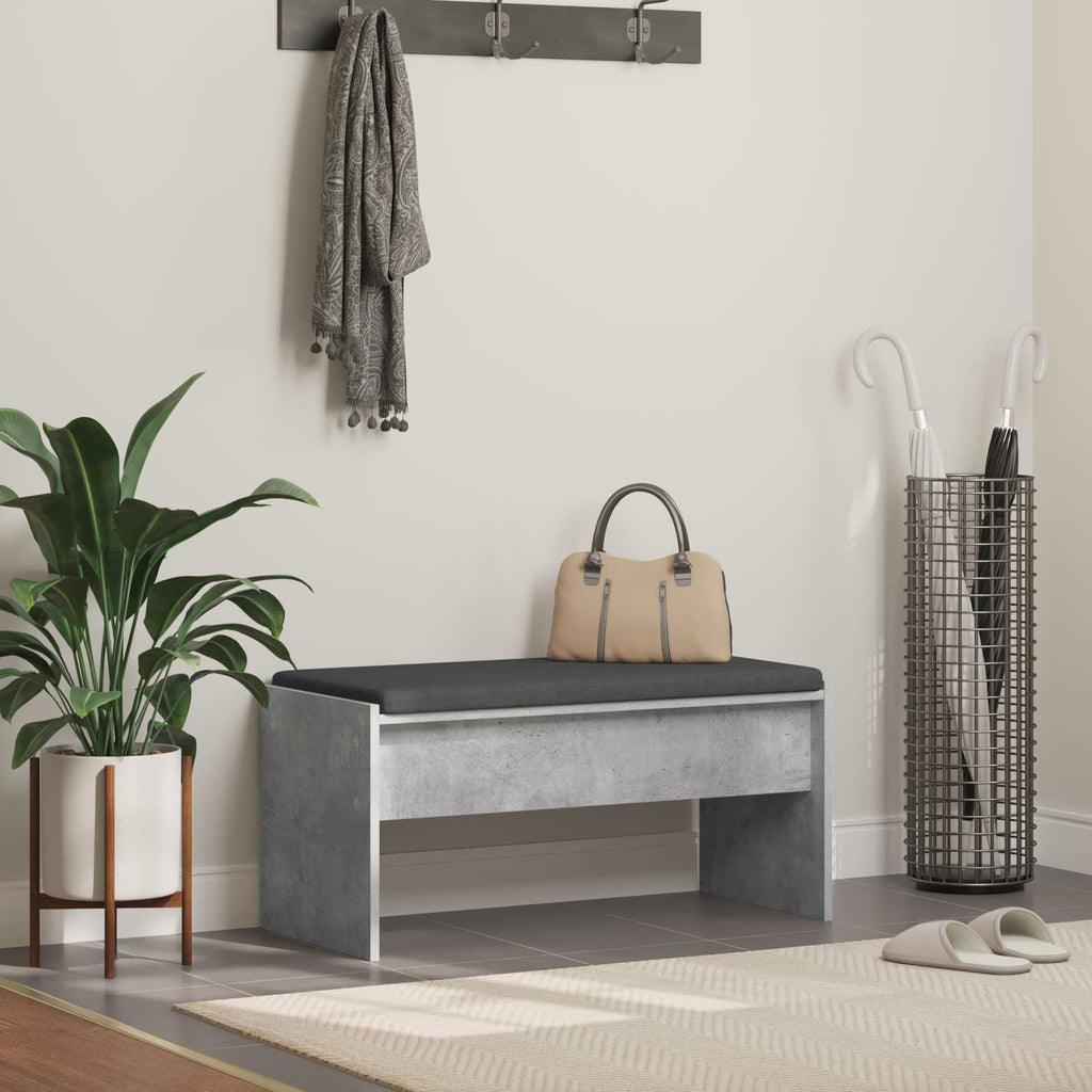 vidaXL Ławka w przedpokoju z poduszką Betonowy szary 83 x 38 x 40 cm
