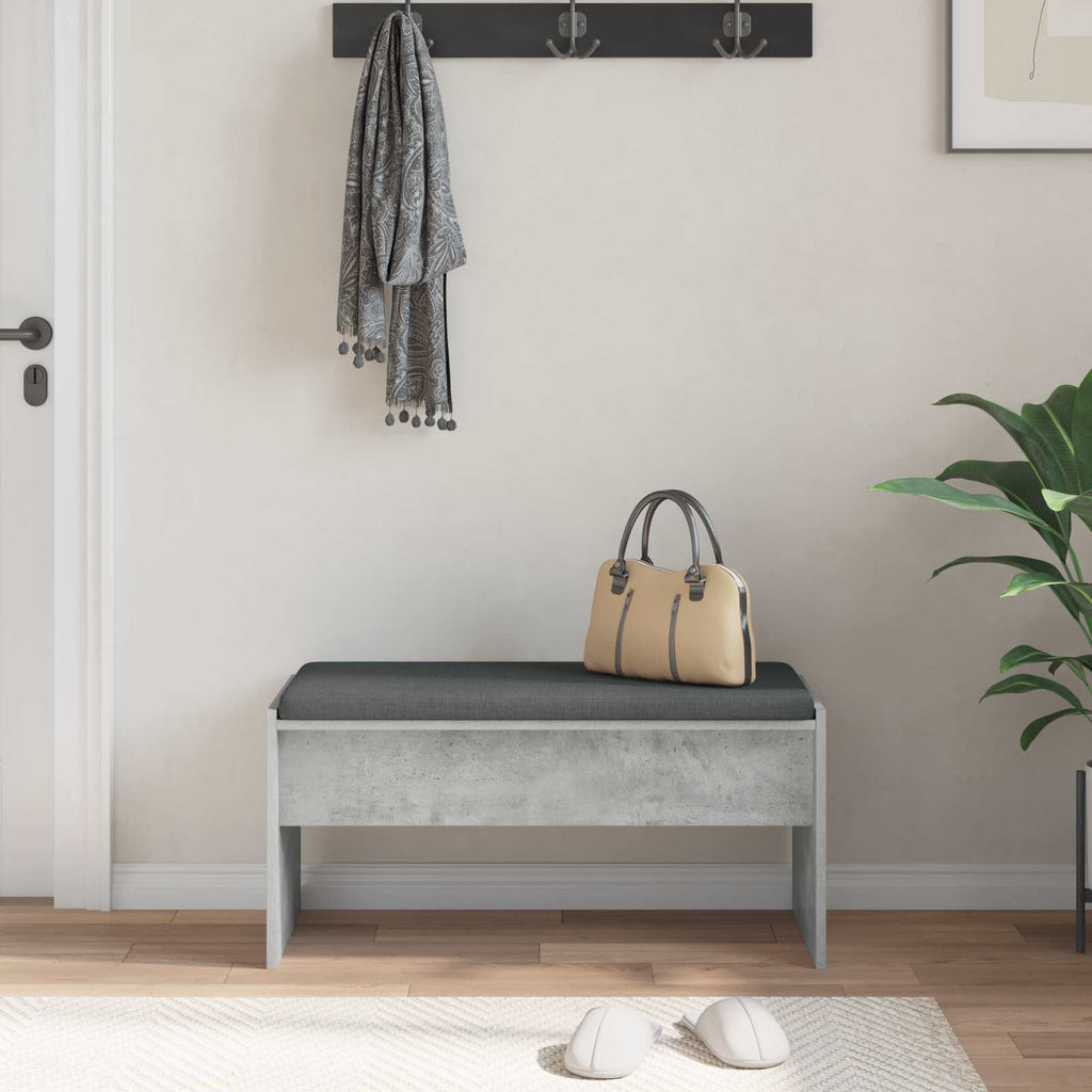 vidaXL Ławka w przedpokoju z poduszką Betonowy szary 83 x 38 x 40 cm