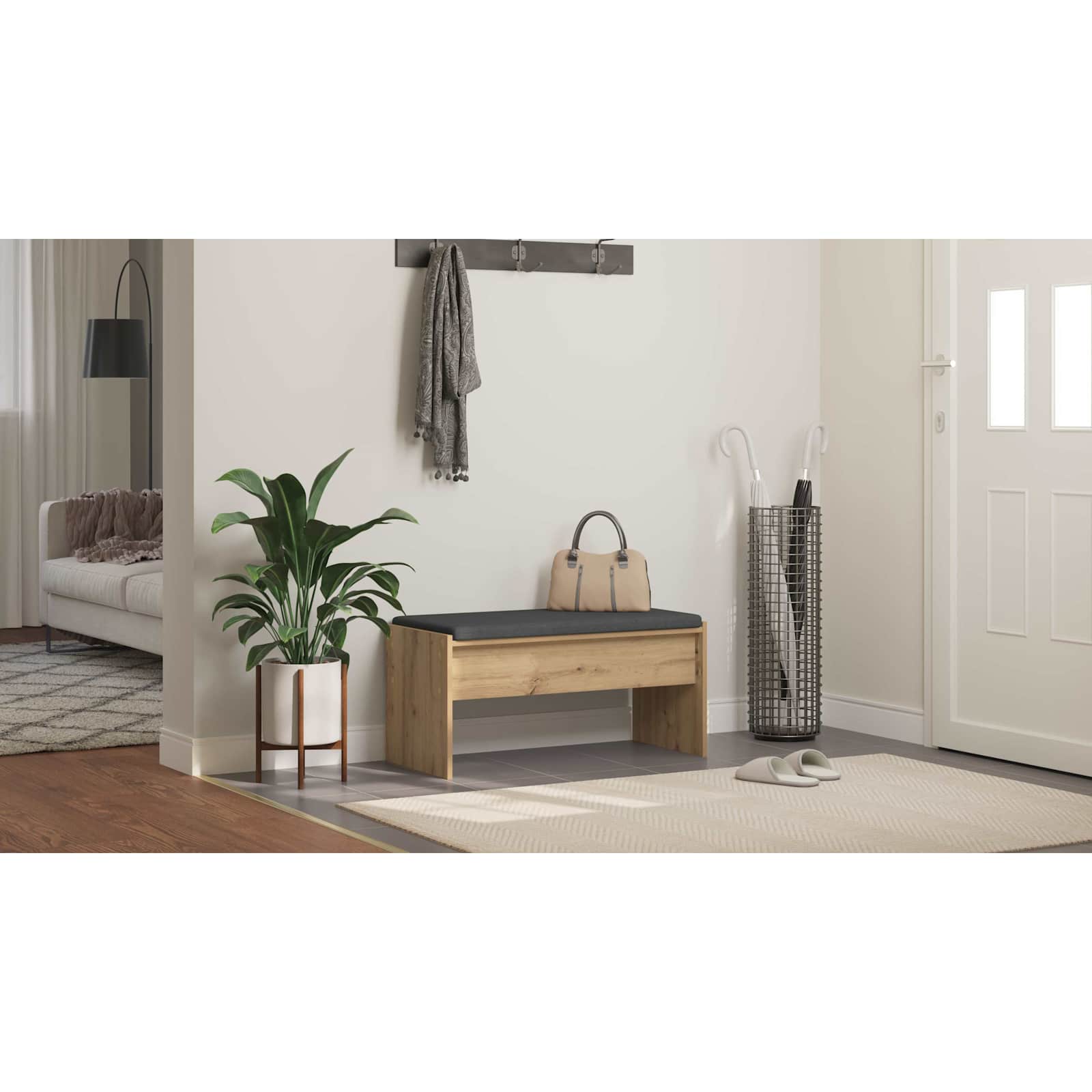 vidaXL Ławka w przedpokoju Dąb rzemieślniczy 83 x 38 x 40 cm