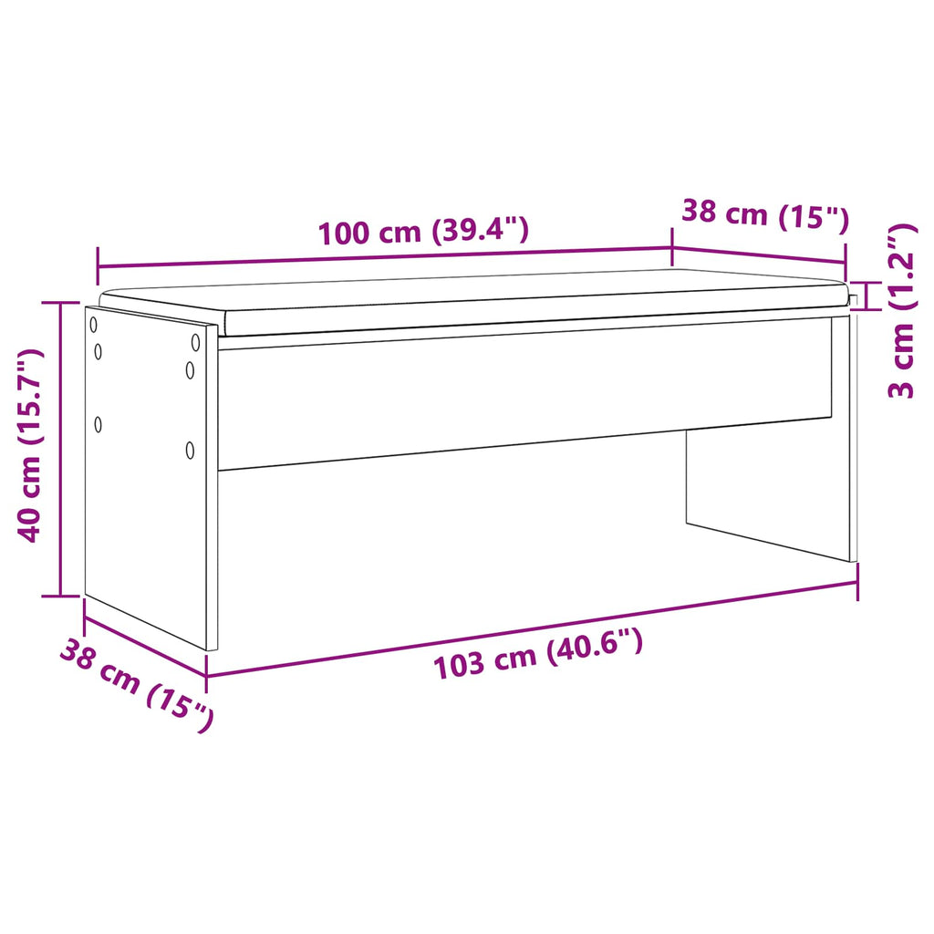 vidaXL Ławka w przedpokoju z poduszką Stare drewno 103 x 38 x 40 cm