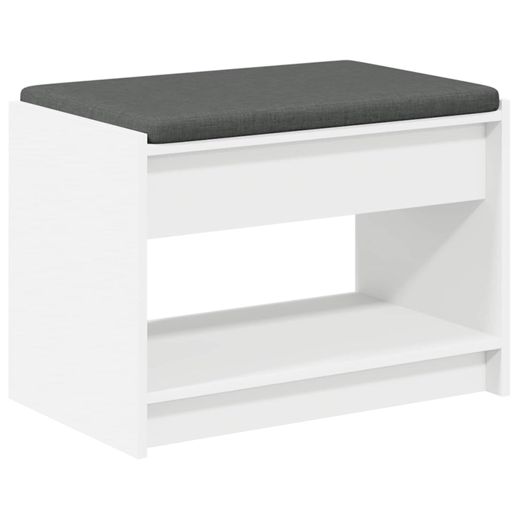 vidaXL Ławka w przedpokoju z poduszką z półką Biały 63 x 38 x 45 cm