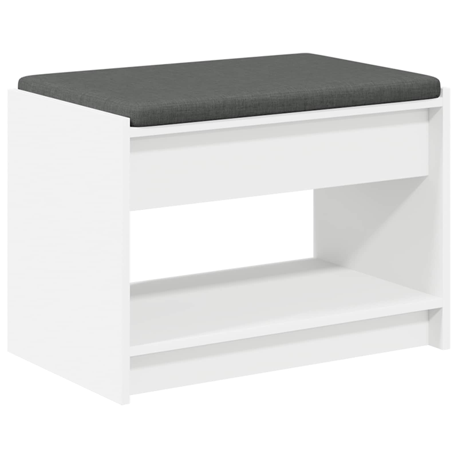 vidaXL Ławka w przedpokoju z poduszką z półką Biały 63 x 38 x 45 cm