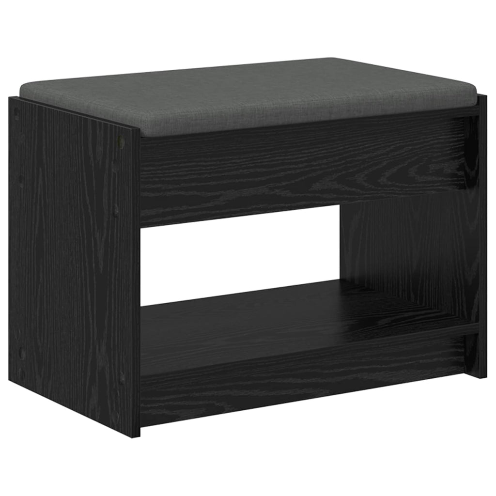 vidaXL Ławka w przedpokoju z poduszką Czarny Dąb 63 x 38 x 45 cm