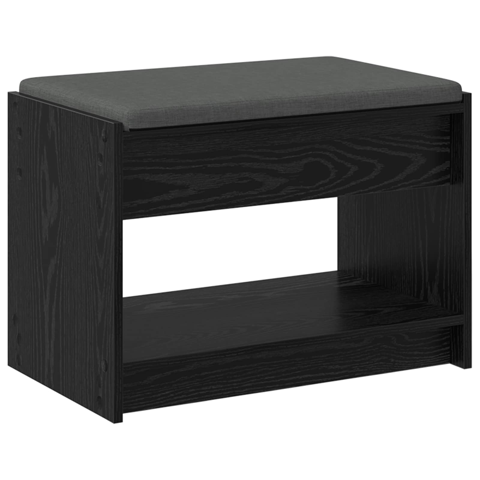 vidaXL Ławka w przedpokoju z poduszką Czarny Dąb 63 x 38 x 45 cm