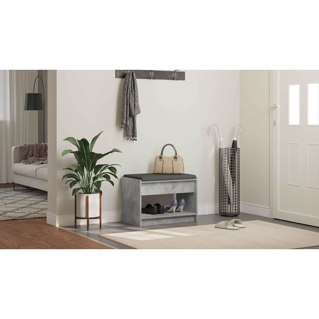 vidaXL Ławka w przedpokoju z poduszką Betonowy Szary 63 x 38 x 45 cm