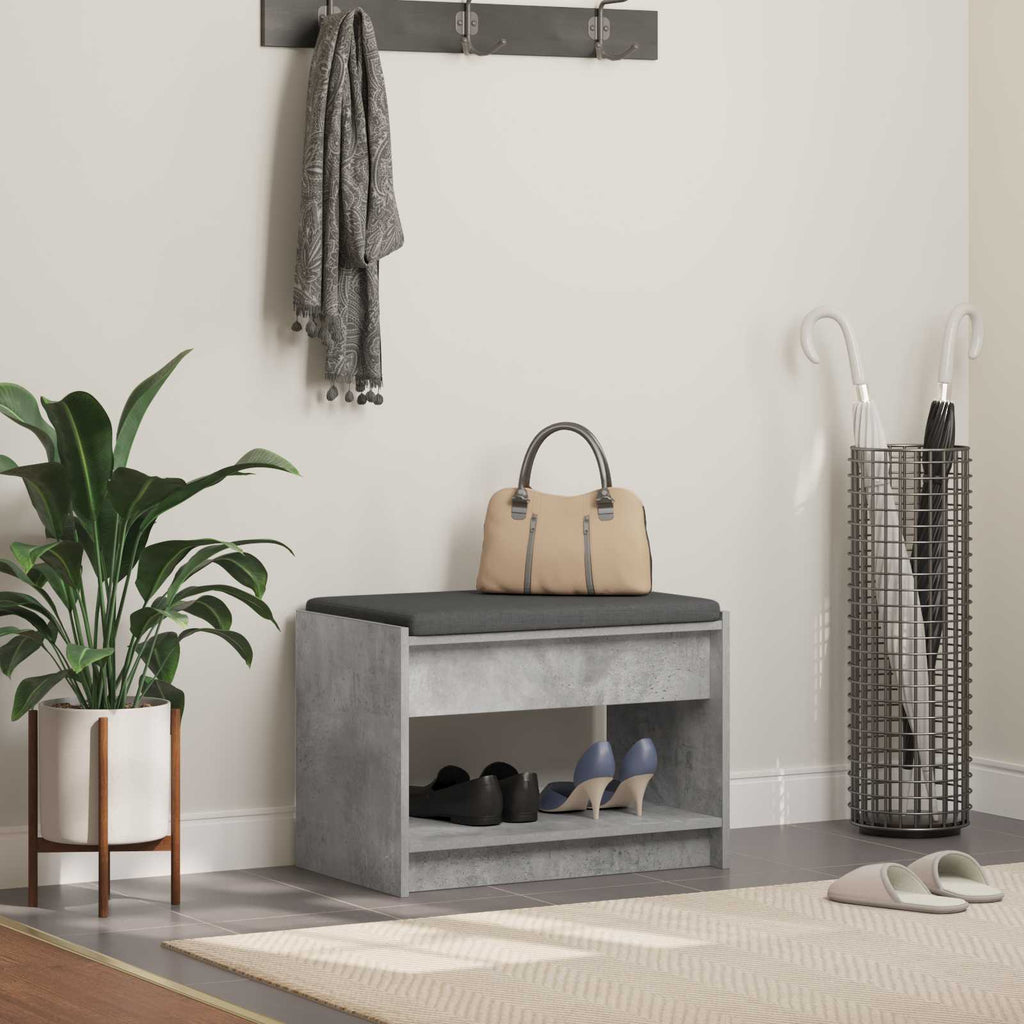 vidaXL Ławka w przedpokoju z poduszką Betonowy Szary 63 x 38 x 45 cm