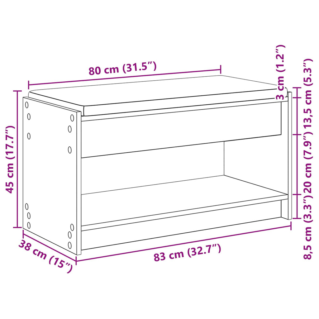vidaXL Ławka w przedpokoju z poduszką z półką Biały 83 x 38 x 45 cm