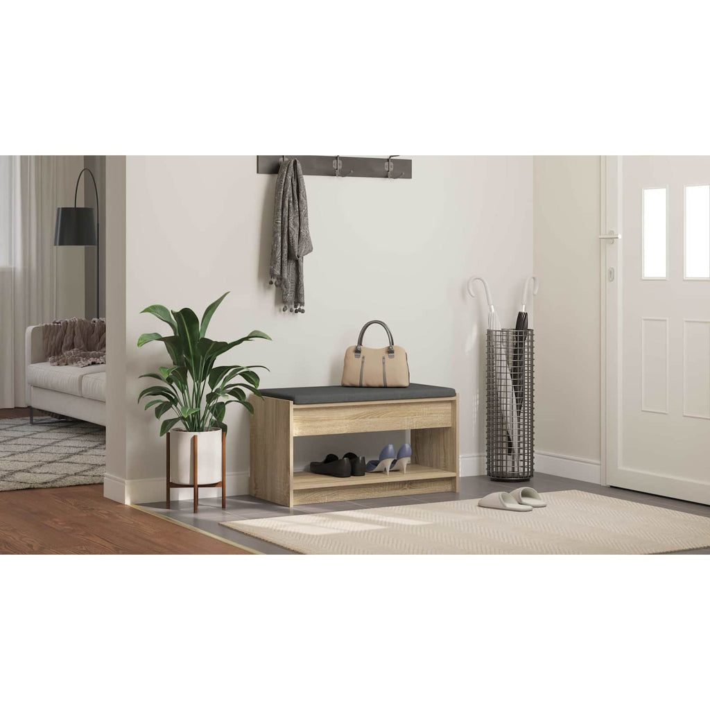 vidaXL Ławka w przedpokoju z poduszką Dąb Sonoma 83 x 38 x 45 cm