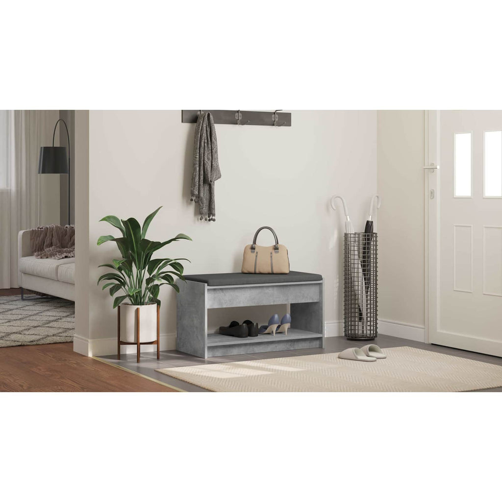 vidaXL Ławka w przedpokoju z poduszką Betonowy Szary 83 x 38 x 45 cm
