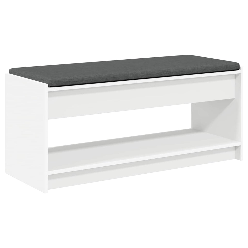 vidaXL Ławka w przedpokoju z poduszką z półką Biały 103 x 38 x 45 cm
