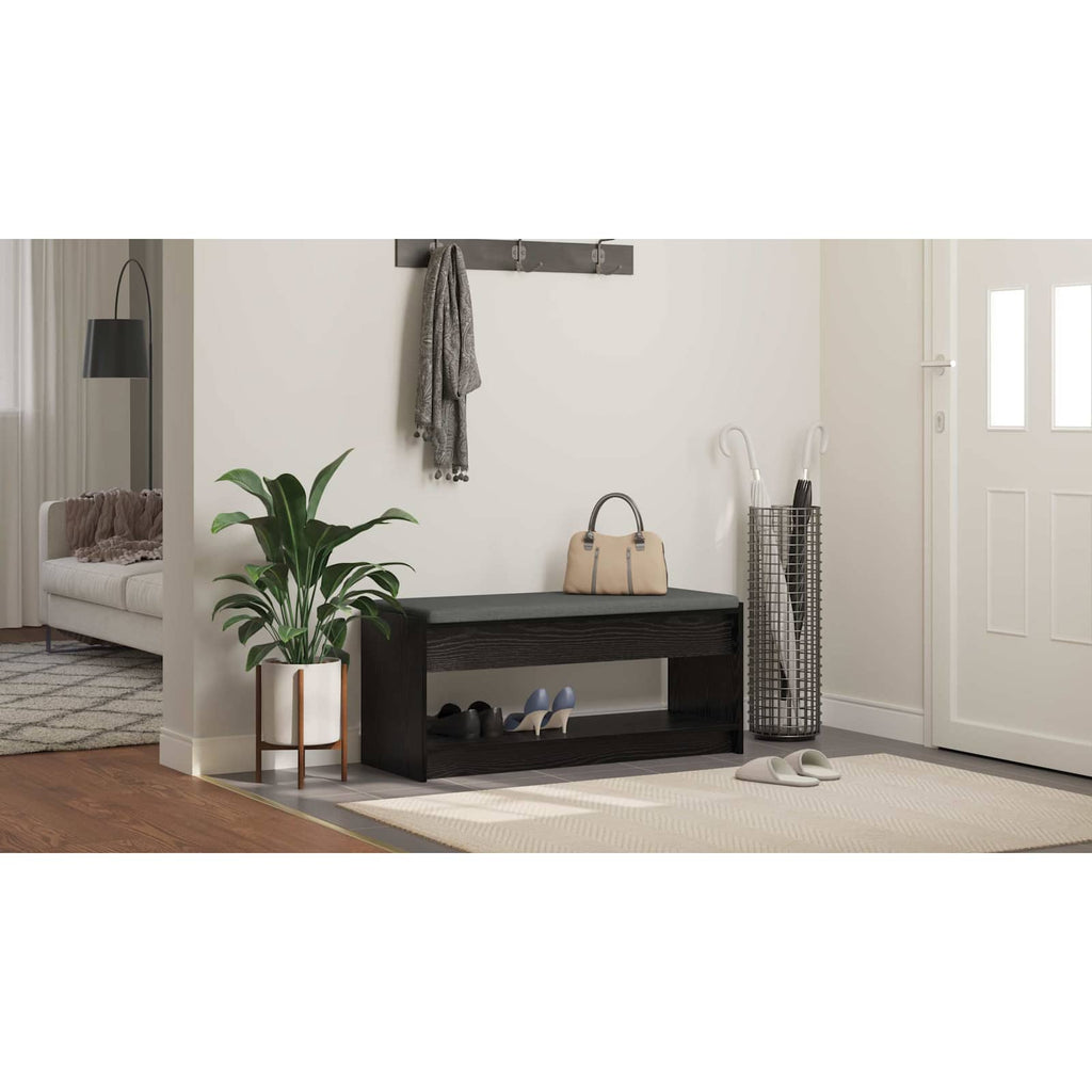 vidaXL Ławka w przedpokoju z poduszką Czarny Dąb 103 x 38 x 45 cm