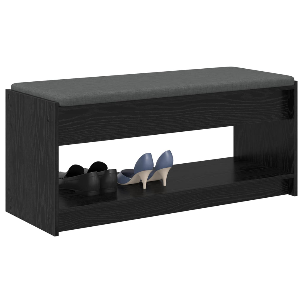 vidaXL Ławka w przedpokoju z poduszką Czarny Dąb 103 x 38 x 45 cm