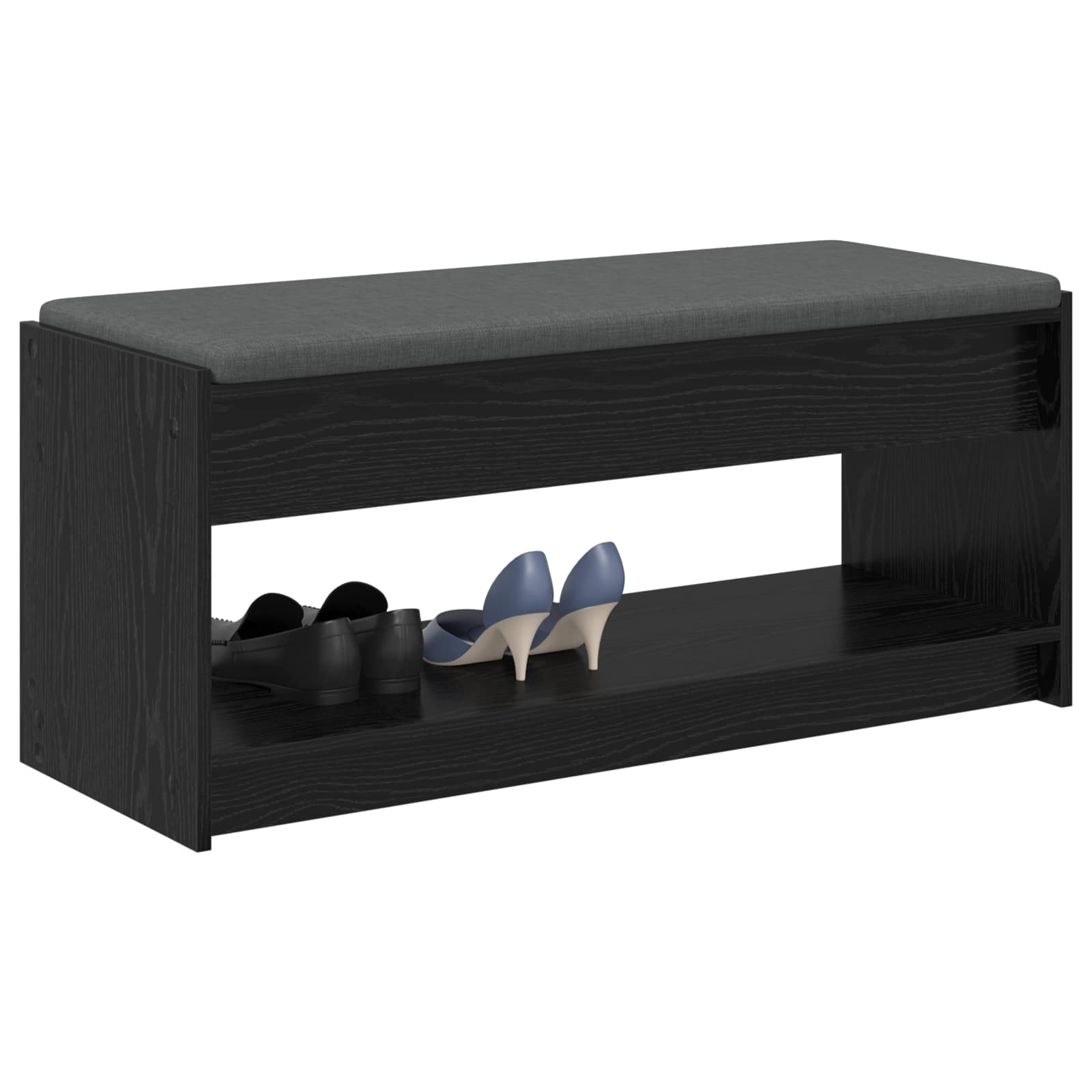 vidaXL Ławka w przedpokoju z poduszką Czarny Dąb 103 x 38 x 45 cm