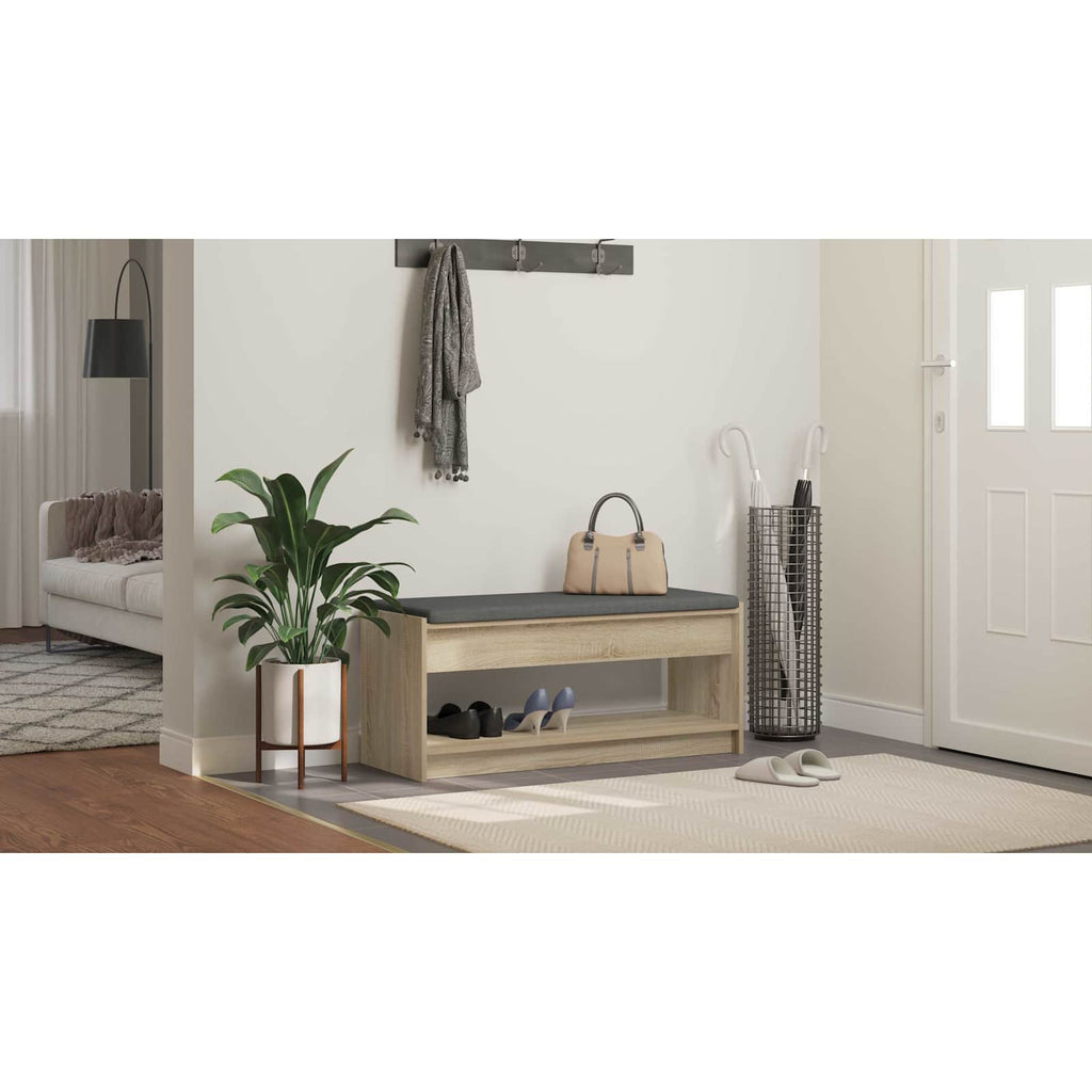 vidaXL Ławka w przedpokoju z poduszką Dąb Sonoma 103 x 38 x 45 cm