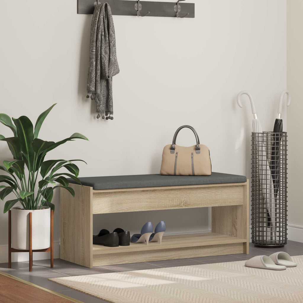 vidaXL Ławka w przedpokoju z poduszką Dąb Sonoma 103 x 38 x 45 cm