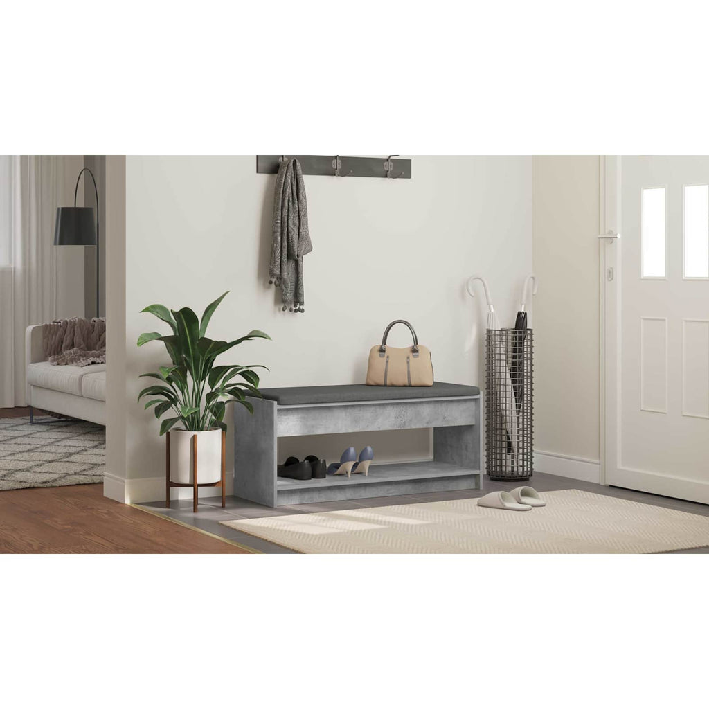 vidaXL Ławka w przedpokoju z poduszką Betonowy Szary 103 x 38 x 45 cm