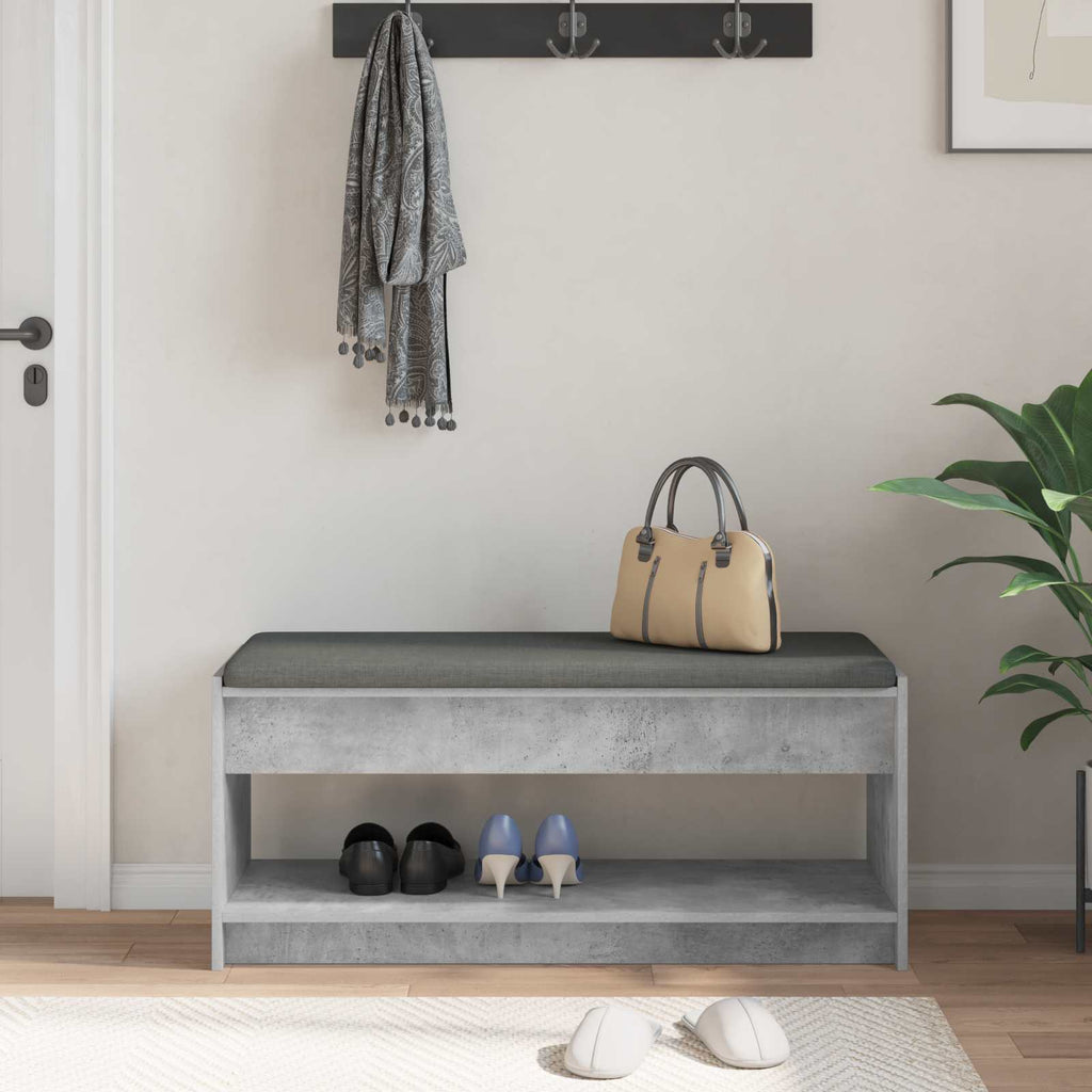 vidaXL Ławka w przedpokoju z poduszką Betonowy Szary 103 x 38 x 45 cm