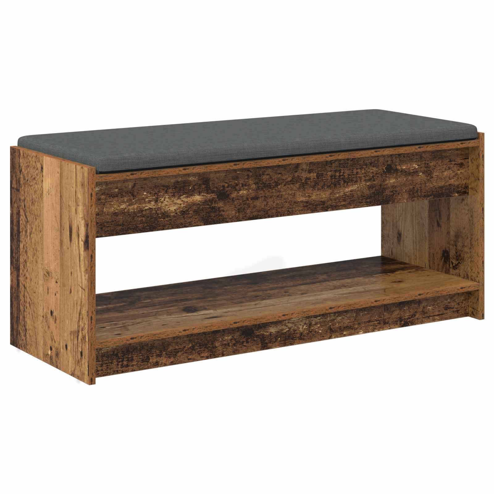 vidaXL Ławka w przedpokoju z poduszką Stare drewno 103 x 38 x 45 cm