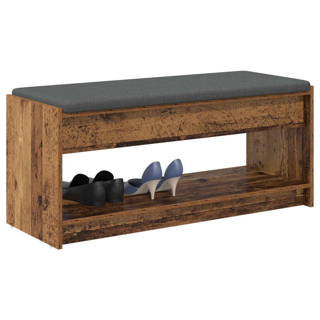 vidaXL Ławka w przedpokoju z poduszką Stare drewno 103 x 38 x 45 cm