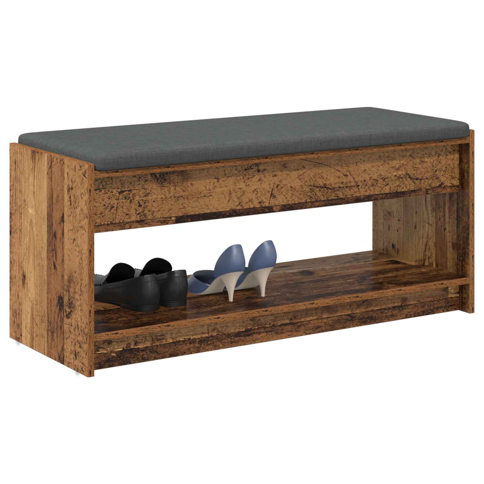 vidaXL Ławka w przedpokoju z poduszką Stare drewno 103 x 38 x 45 cm