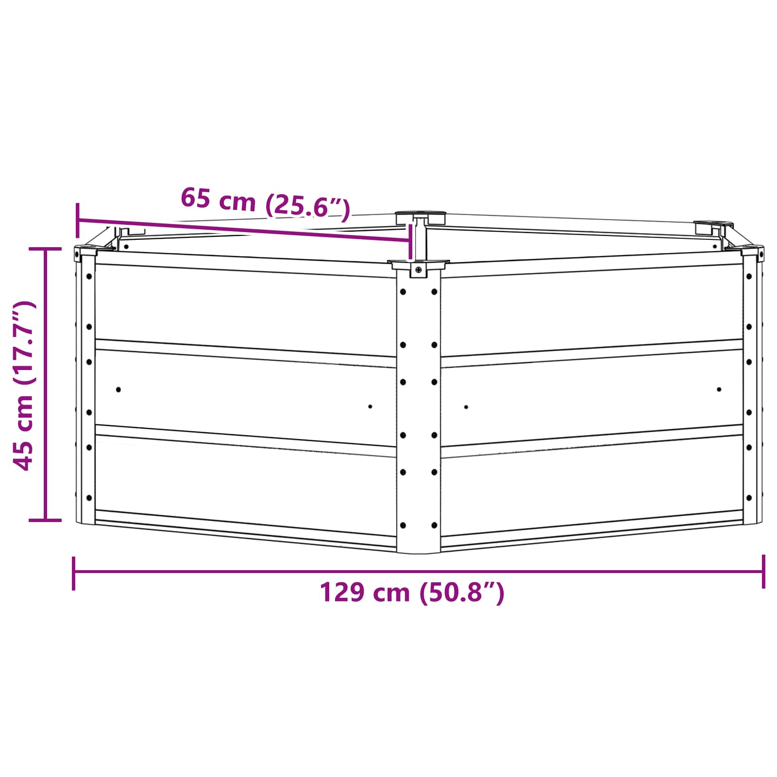 vidaXL Donica Kość słoniowa 129 x 129 x 45 cm Stal