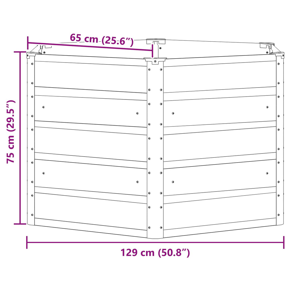 vidaXL Donica Kość słoniowa 129 x 129 x 75 cm Stal