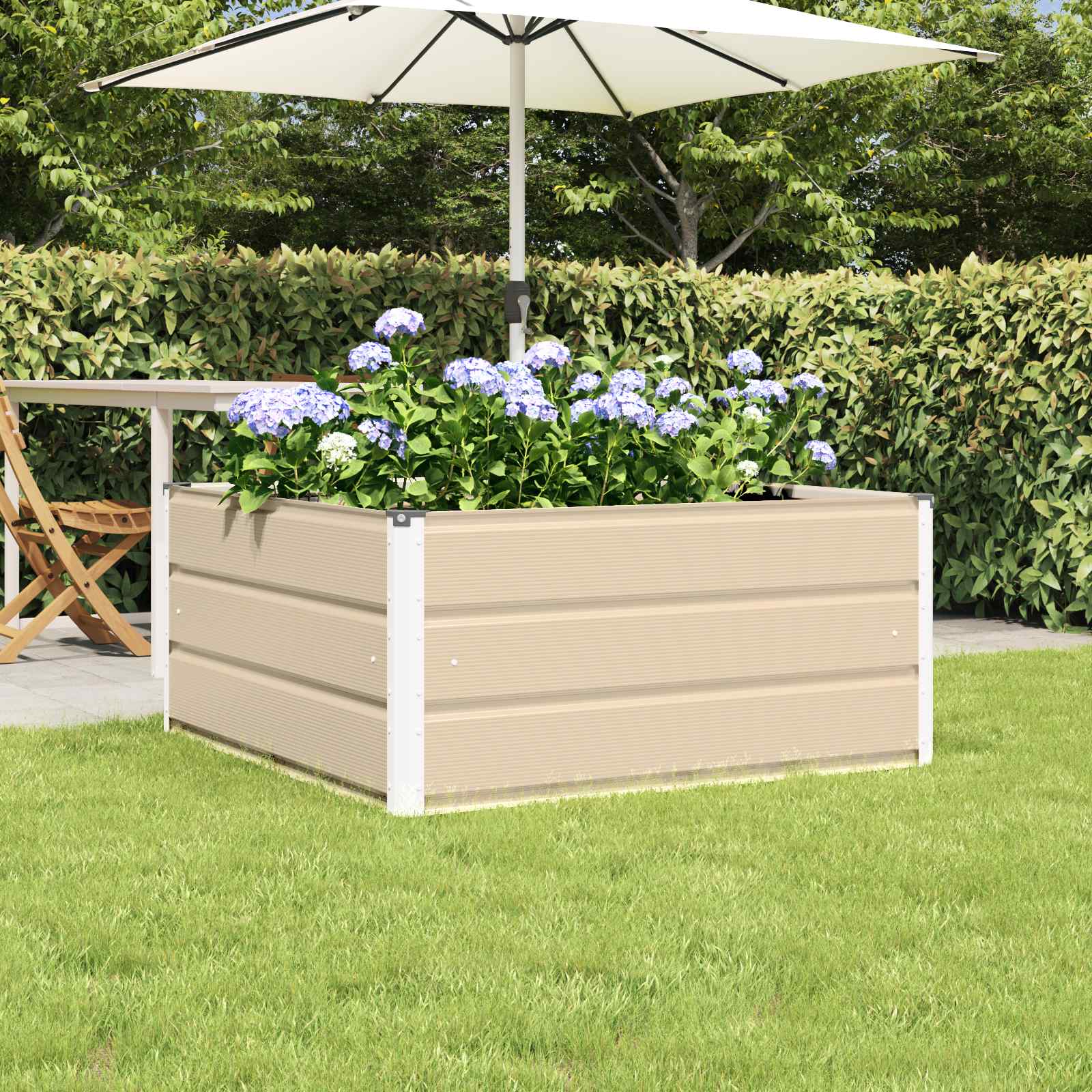 vidaXL Donica Kość słoniowa 100 x 100 x 45 cm Stal