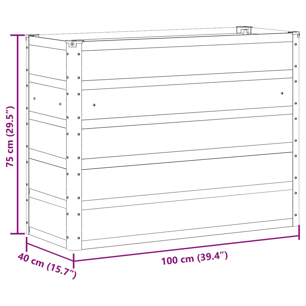 vidaXL Donica Kość słoniowa 100 x 40 x 75 cm Stal